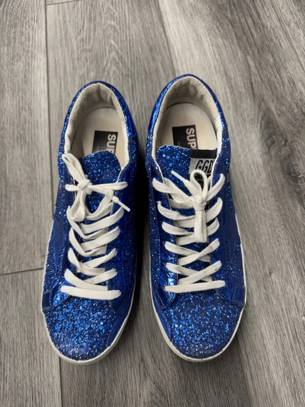 Golden Goose Superstar Glitter Sneakers in Blue - Picture 2 of 7
